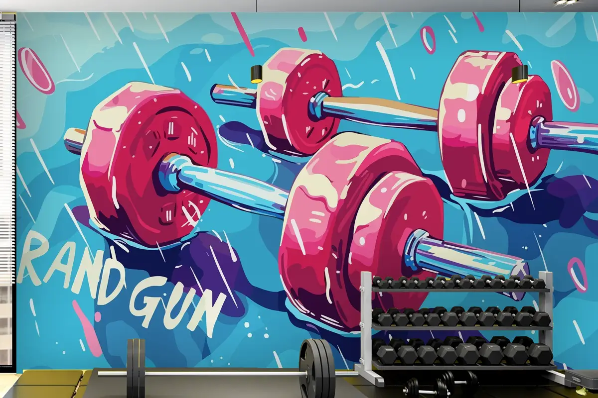 Mavi Arka Plan Pembe Dambıl Spor Salonu Duvar Kağıdı