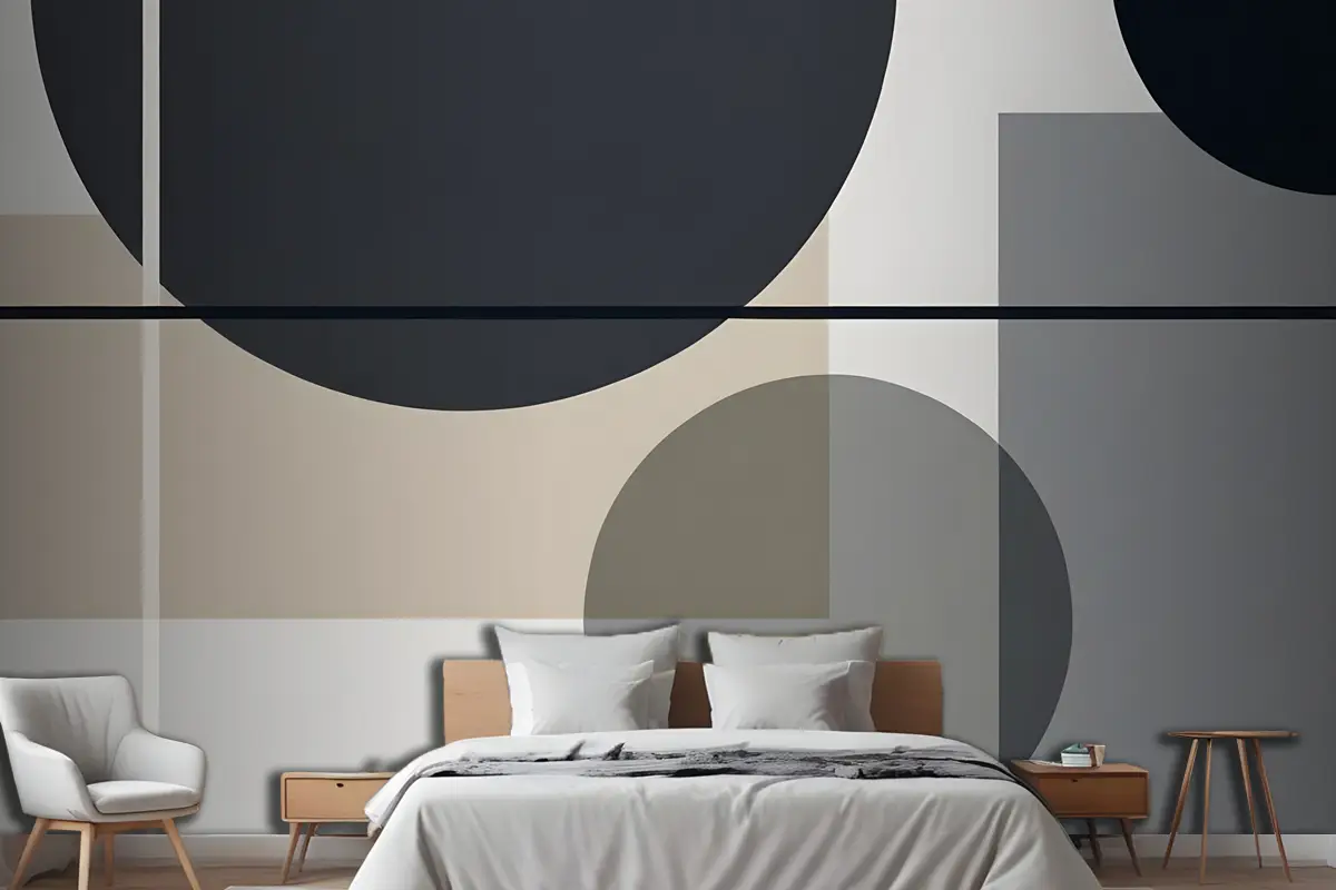 Orta Yüzyıl Modern Soyut Geometrik Yatak Odası Duvar Kağıdı