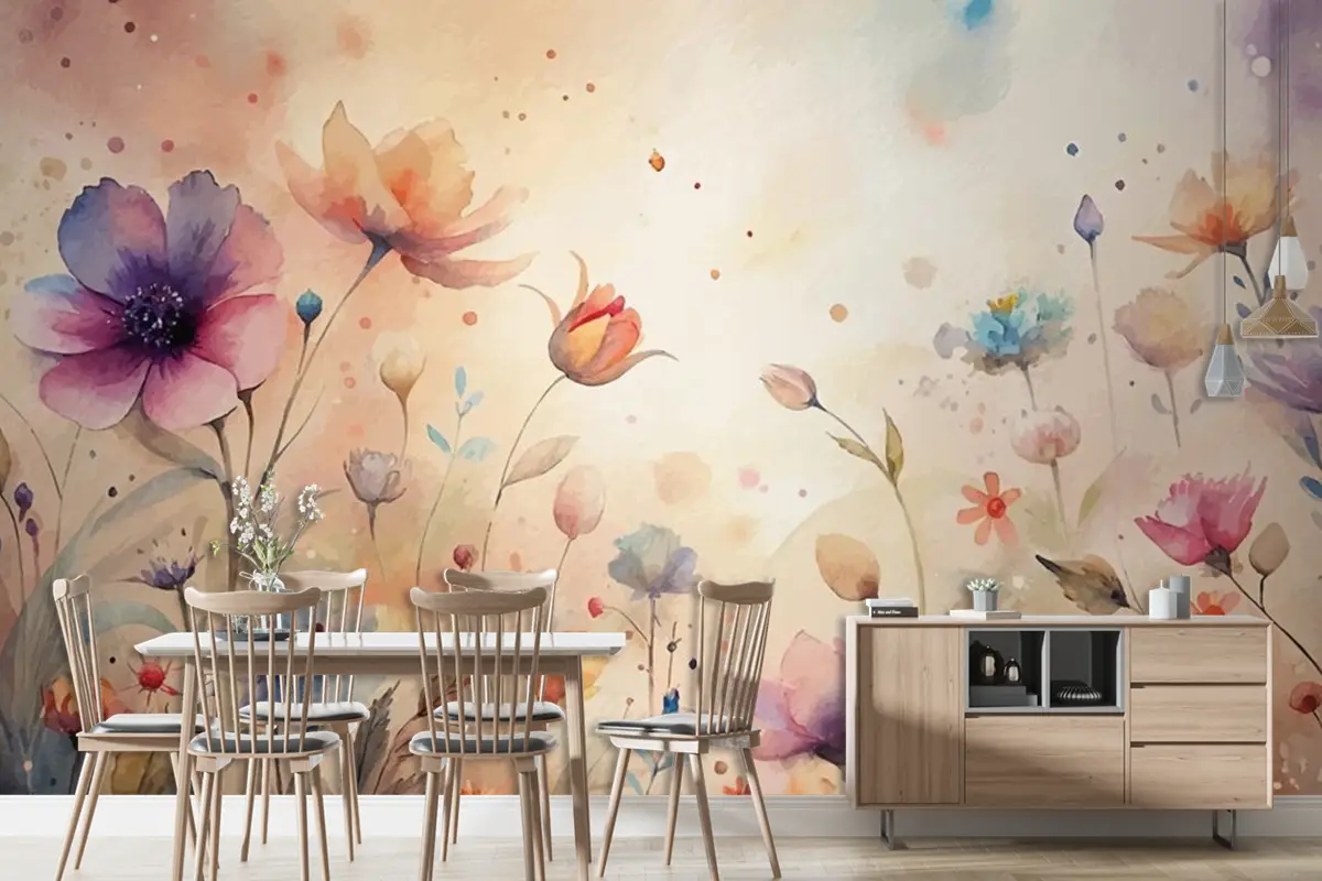 Güzel Kır Çiçeklerinden Minimalist Bir Zemin Duvar Kağıdı