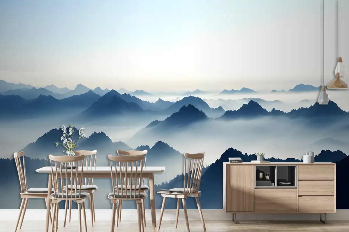 Puslu Dağ Manzarası Sis Duvar Kağıdı 