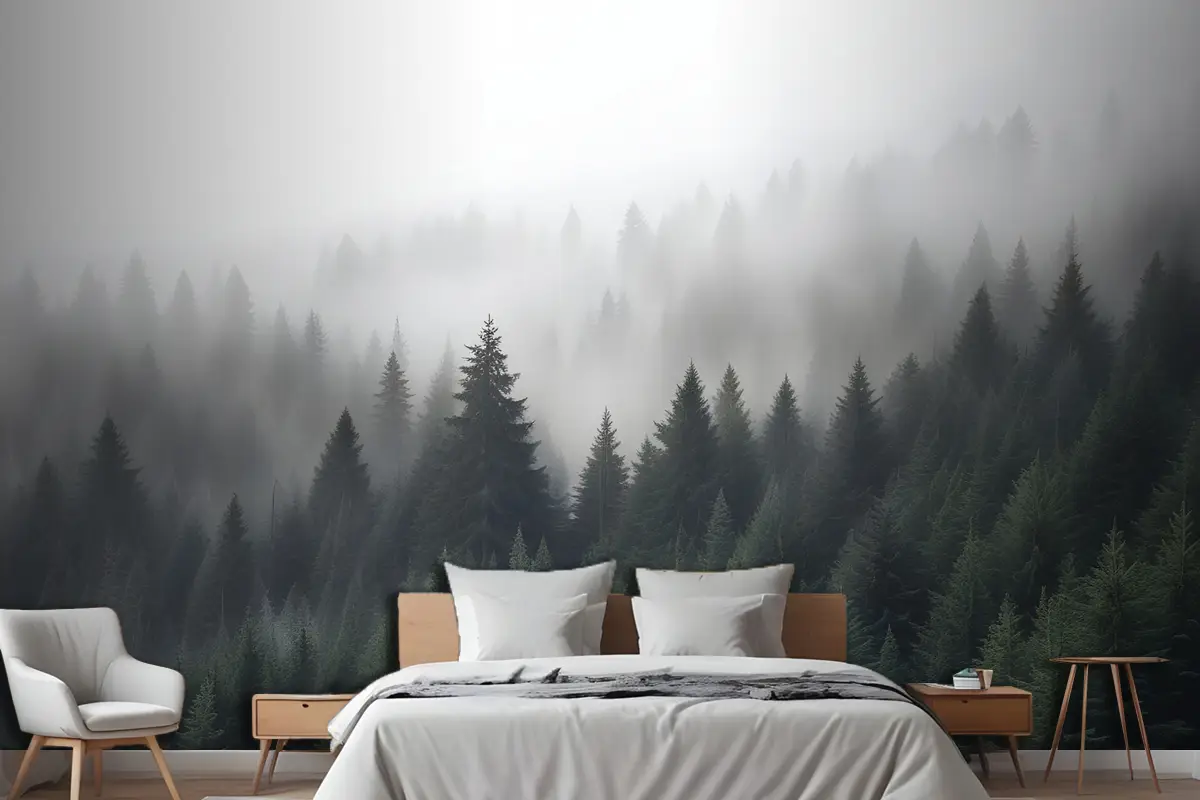 Puslu Çam Ormanı Yatak Odası Duvar Kağıdı