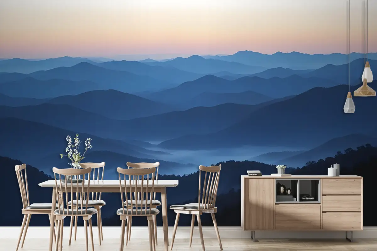 Gün Batımında Dağ Silueti Duvar Kağıdı