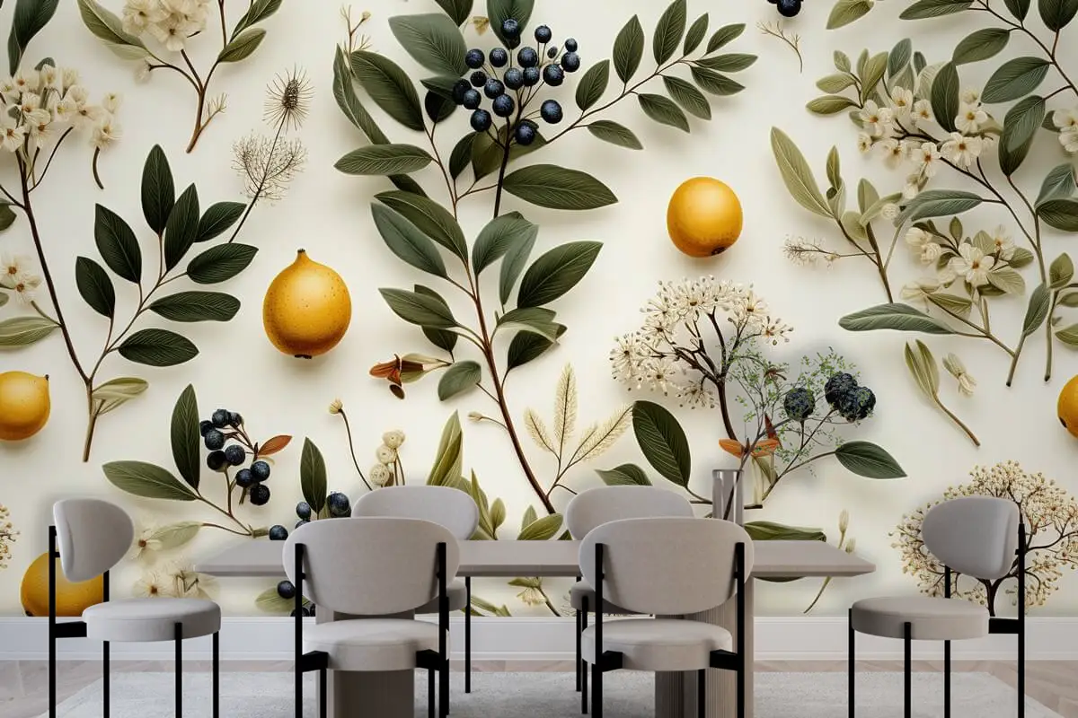 Çok Renkli Çiçek Desenli Tasarım Duvar Kağıdı