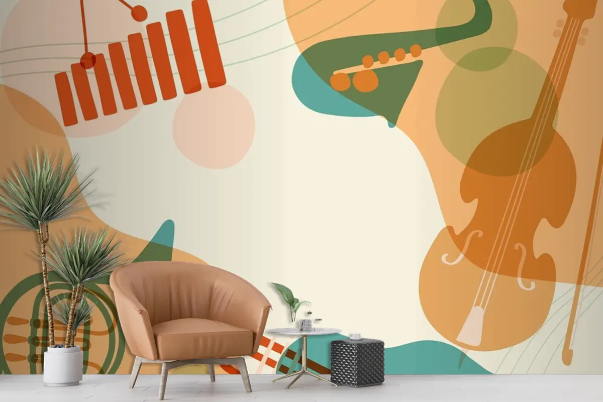 Müzik Estrümanları Retro Duvar Kağıdı