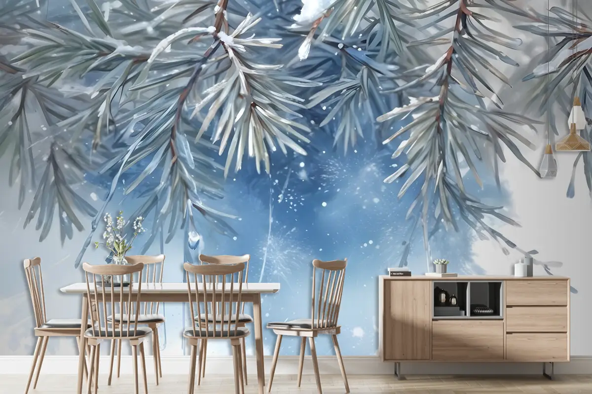 İskandinav Tarzı Tropikal Yapraklar Duvar Kağıdı