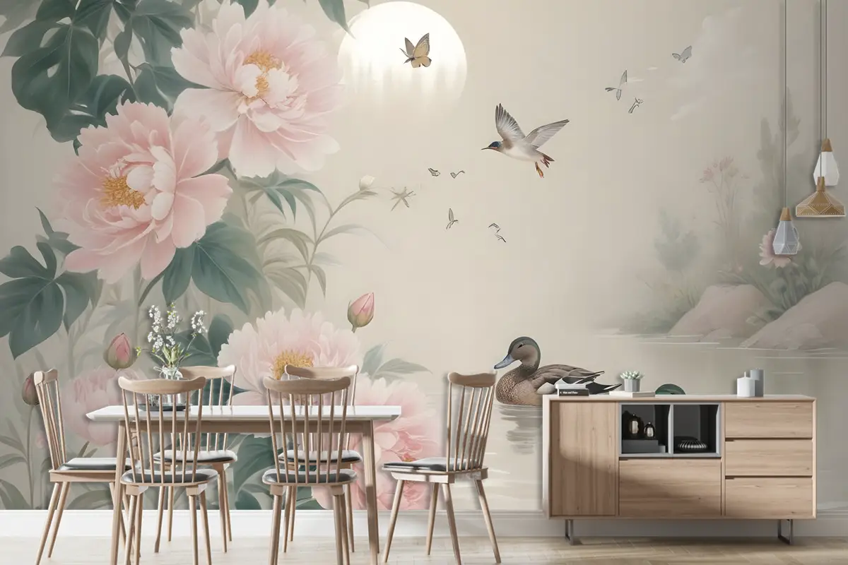 Nostaljik Şakayık Çiçeği Duvar Kağıdı