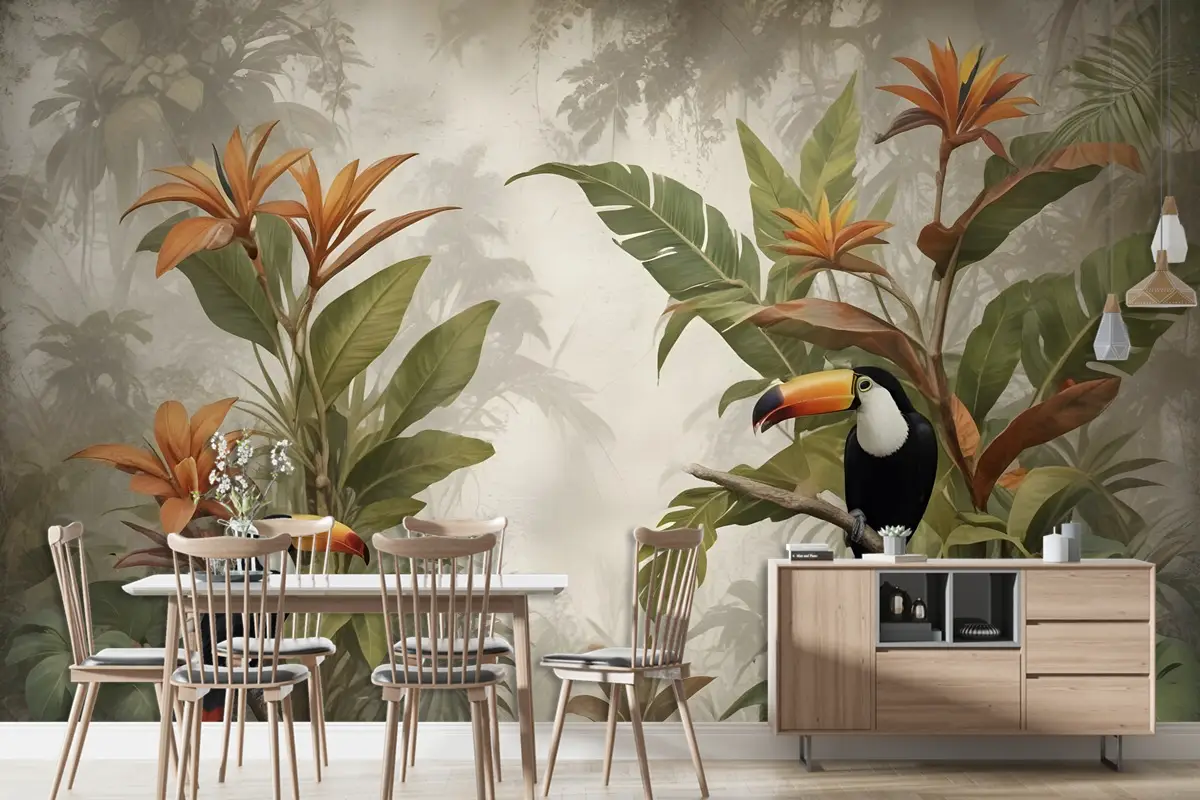 Tropikal Ormanda Nostaljik Tukan Duvar Kağıdı