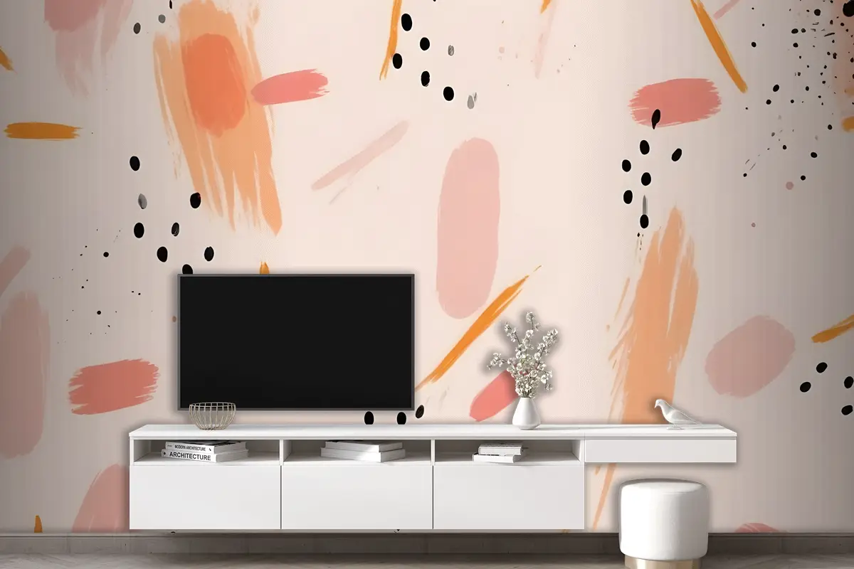 Oturma Odası Salon Duvar Kağıdı Duvar Tonlarında Çeşitli Fırça Darbeleriyle Soyut Arka Plan