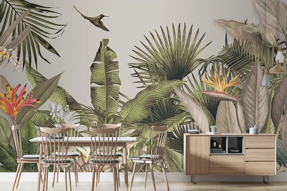 Özel Tasarım Tropikal Yaprak Tarz Duvar Kağıtları