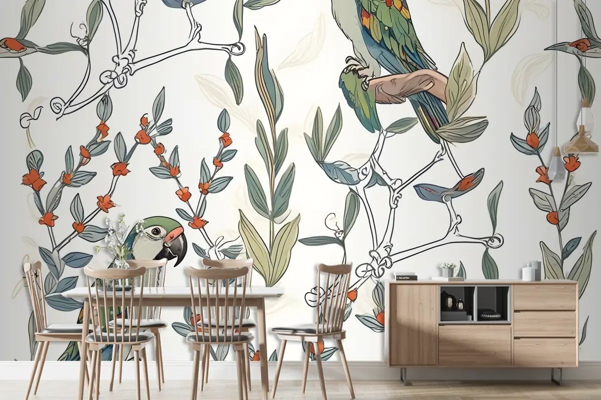 Dallarda Papağan Duvar Kağıdı