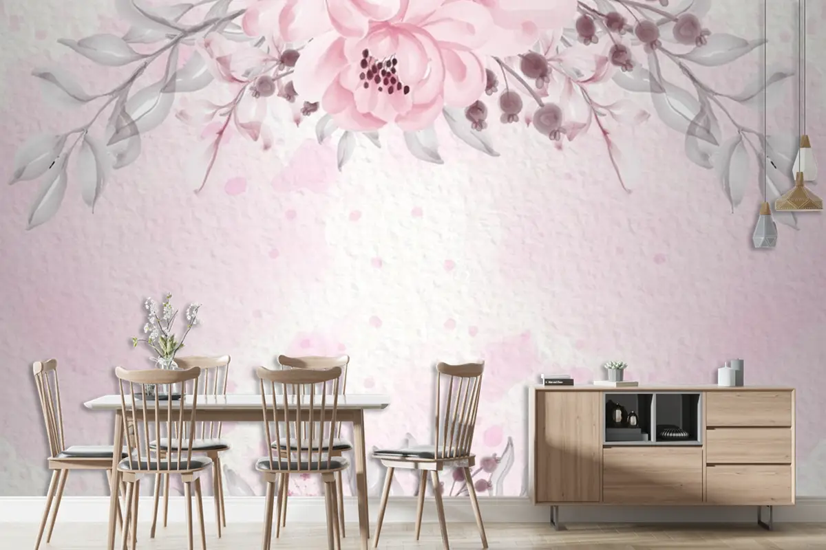 Kır Çiçekleri Ile Pastel Pembe Mor Kart Duvar Kağıdı