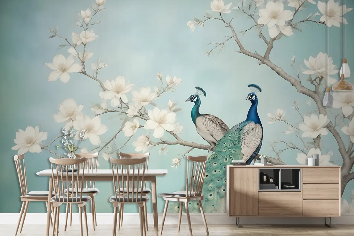 Manolya Çiçeği Ile Tavus Kuşu Duvar Kağıdı