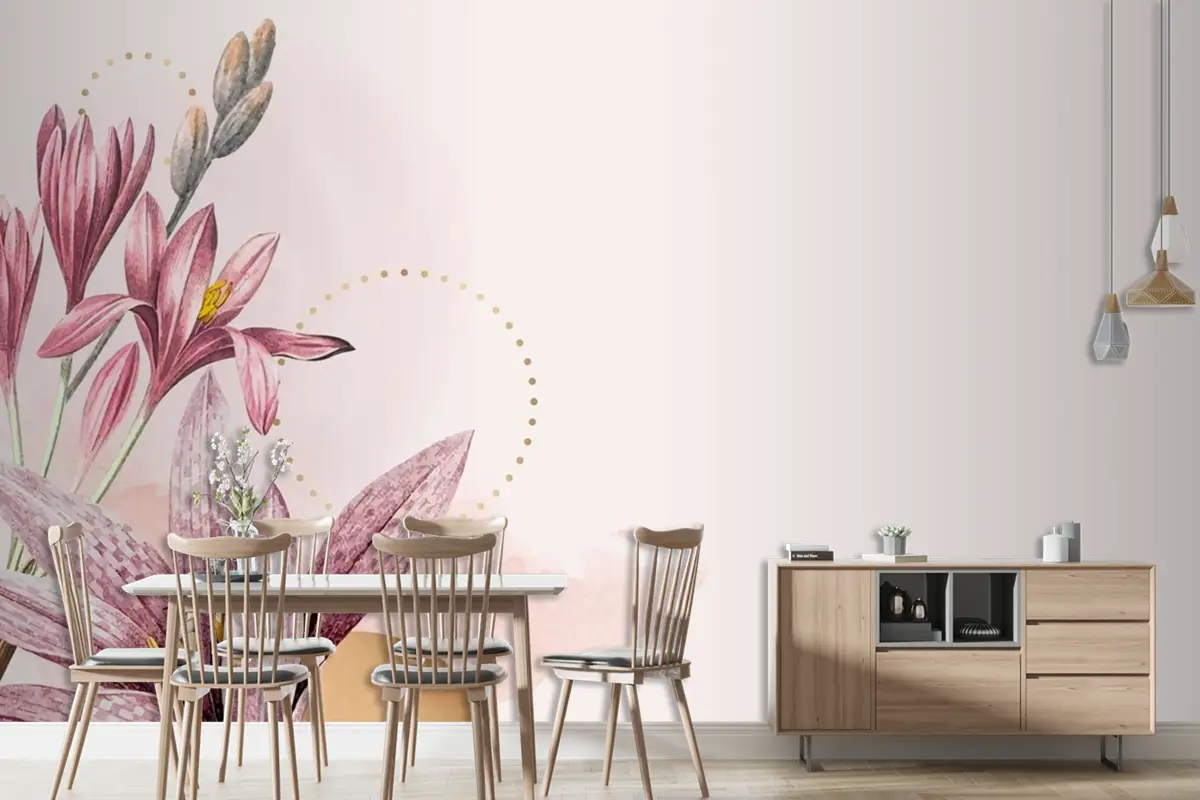 Pembe Nergis Zambağı Desen Arka Plan Duvar Kağıdı