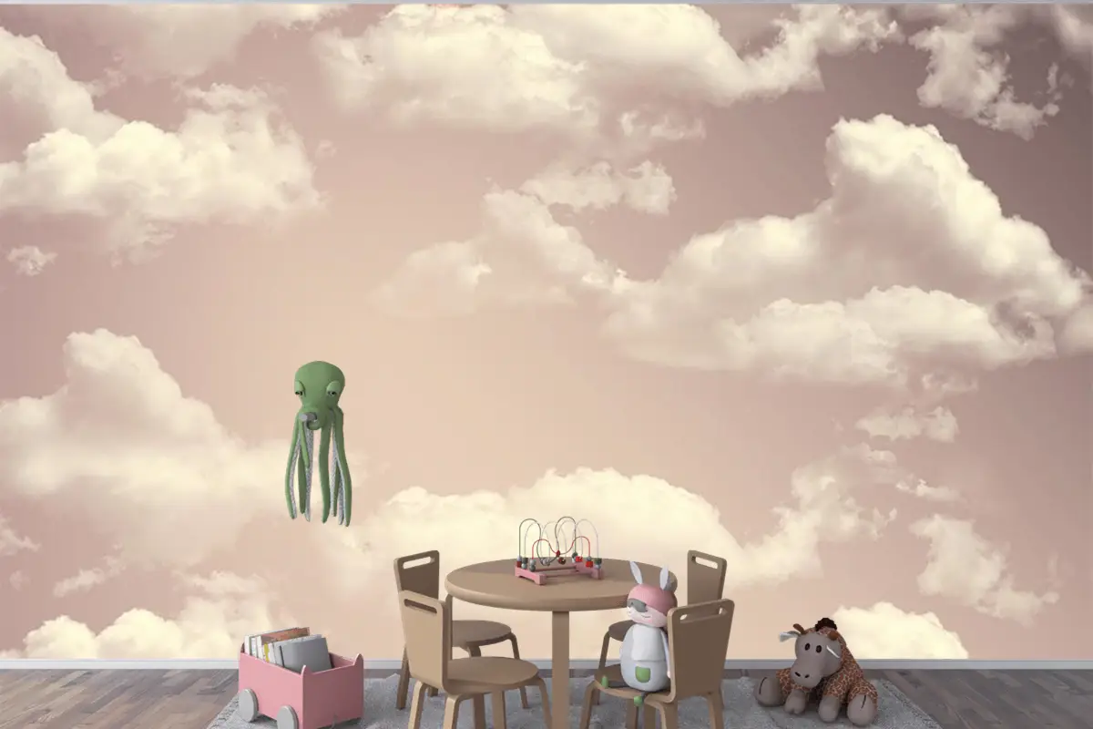 Renkli Bulutlar Çocuk Odası Duvar Kağıdı