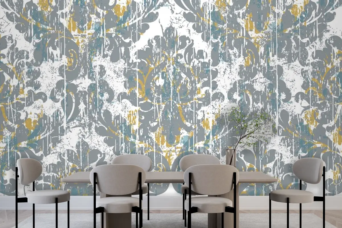 Kraliyet Vintage Grunge Tarzı Hasarlı Retro Duvar Kağıdı 