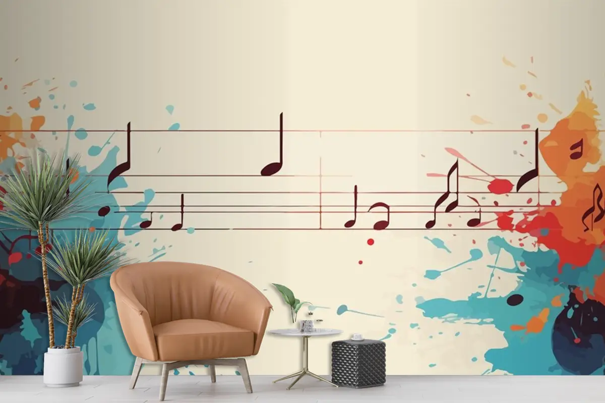 Runge Doku Ve Notalarla Vintage Müzik Duvar Kağıdı