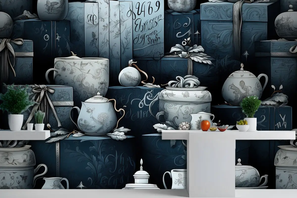 Noel Ağacının Kusursuz Deseni Soyut Orman Ağaçları Mutfak Duvar Kağıdı