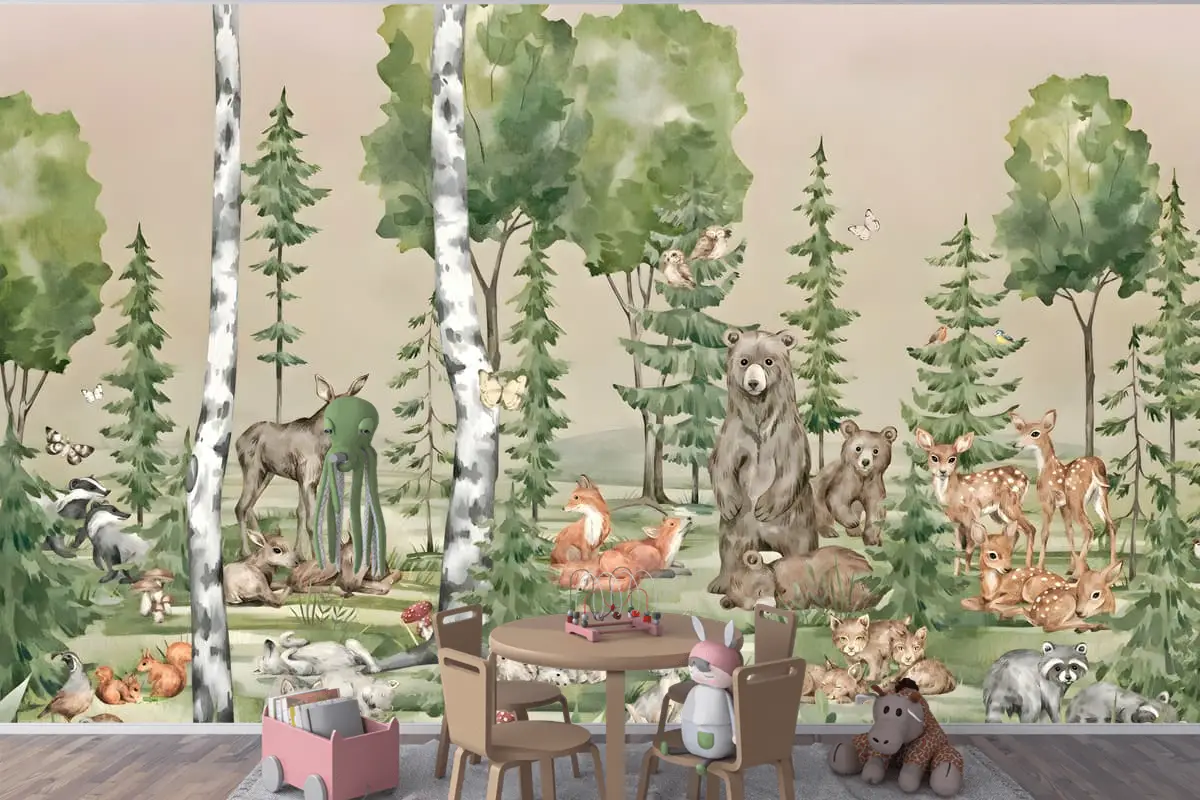 Sevimli Dostlar Çocuk Odası Duvar Kağıdı