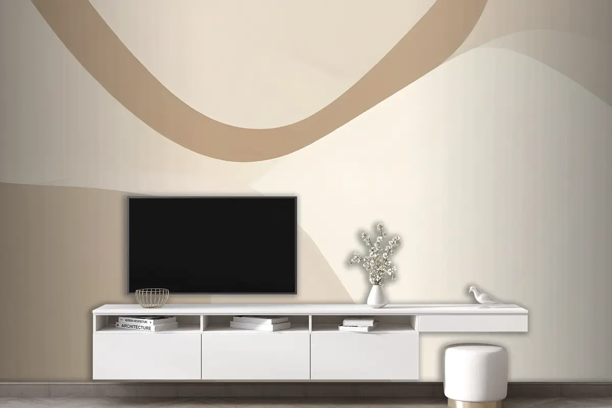 Yumuşak Nötr Kesilmiş Soyut Şekiller Oturma Odası Salon Duvar Kağıdı