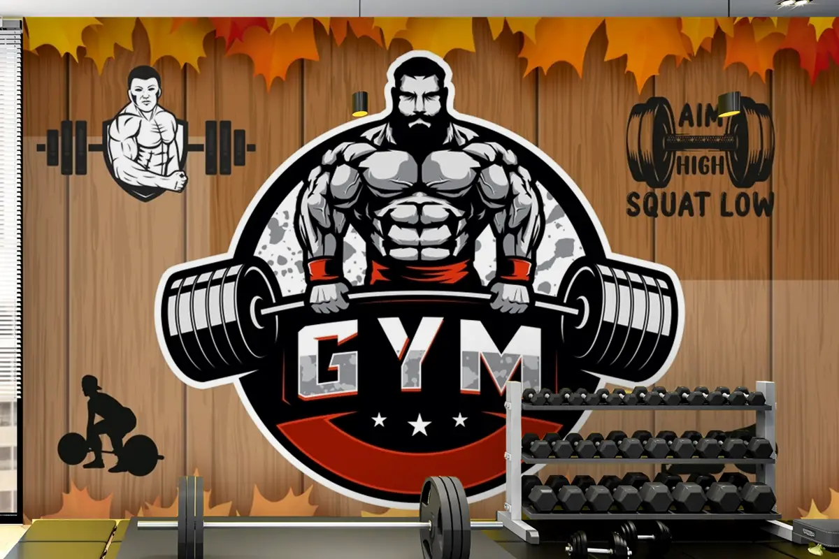 Sonbahar Temalı Gym Halter Spor Salonu Duvar Kağıdı
