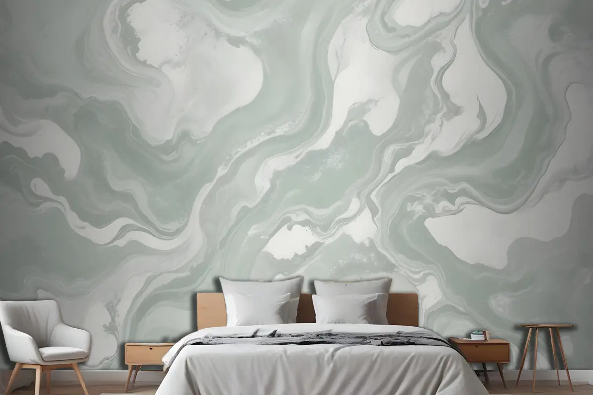 Swish Adaçayı Mermer Yatak Odası Duvar Kağıdı