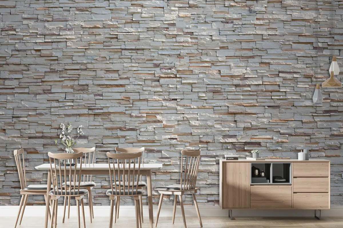 Taş Beyaz Duvar Dokusu Dekoratif Iç Duvar Kağıdı