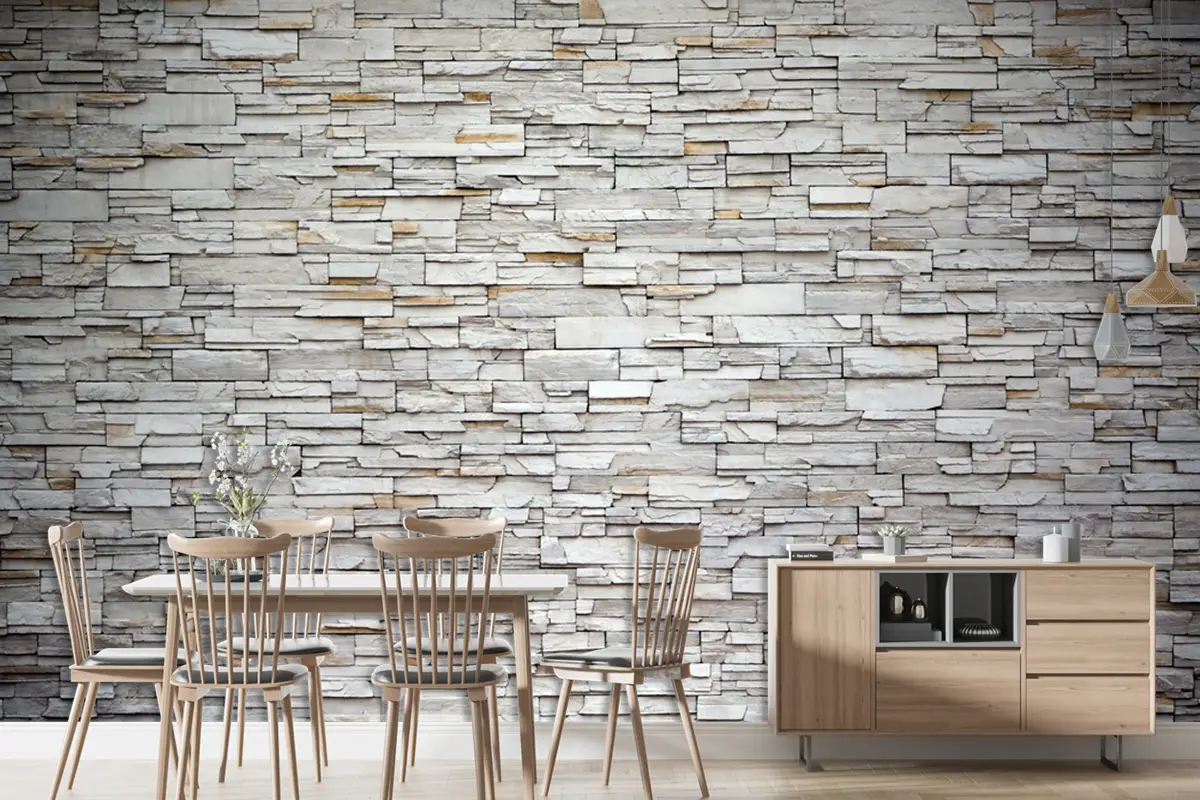 Taş Duvar Dokusu Ve Zemin 3D Duvar Kağıdı