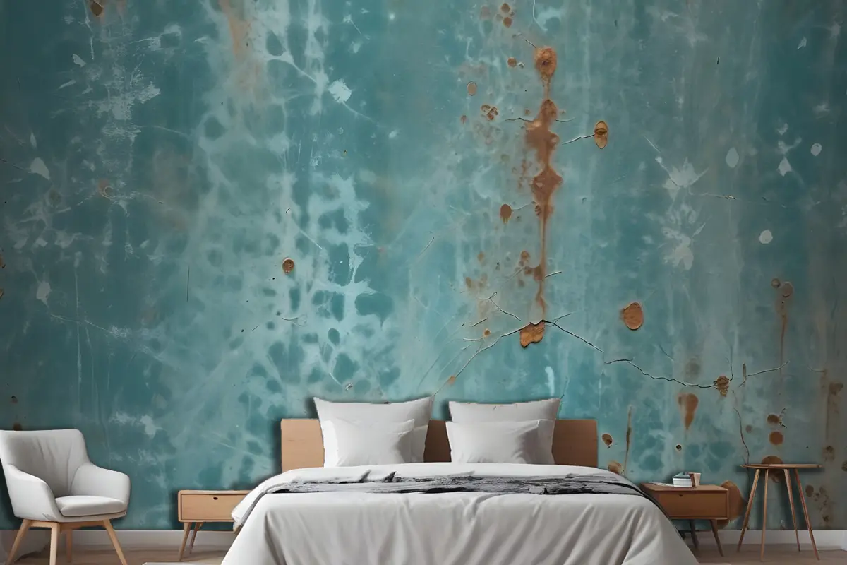 Teal Verdigris Yatak Odası Duvar Kağıdı