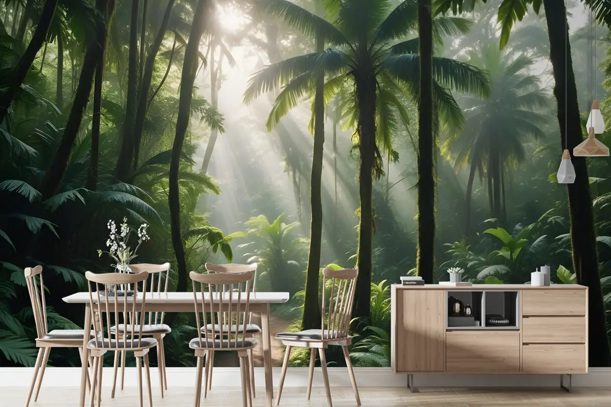 Tropikal Orman Orman Manzarası Duvar Kağıdı 