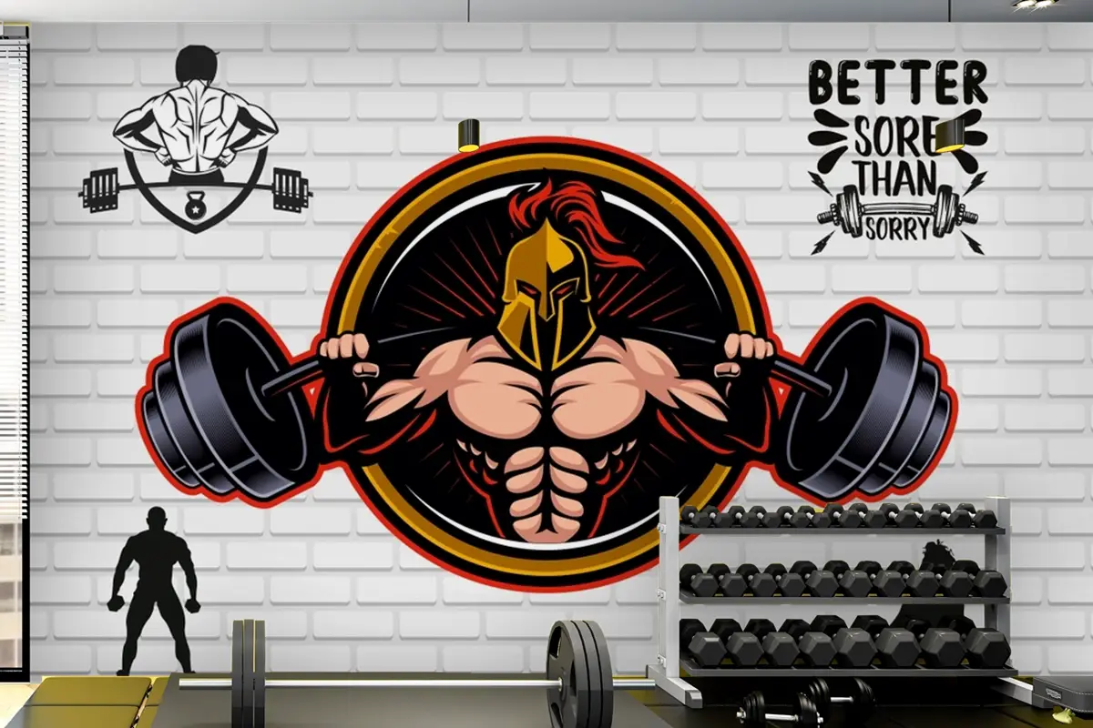 Tuğla Arka Plan Viking Temalı Spor Salonu Duvar Kağıdı