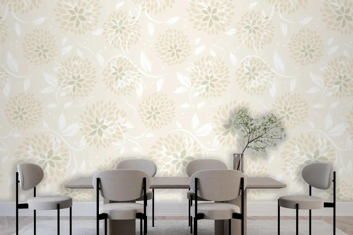 Sorunsuz Çiçek Desenli Yemek Odası Duvar Kağıdı 