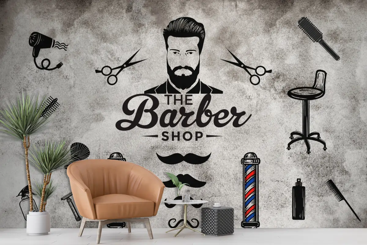 Vintage Arka Plan Berber Aletleri Duvar Kağıdı