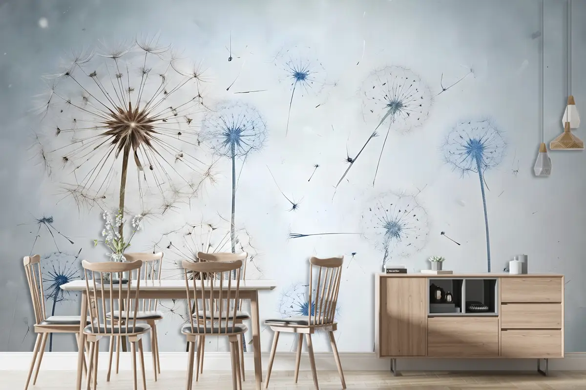 Vintage Karahindiba Çiçek Duvar Kağıdı 