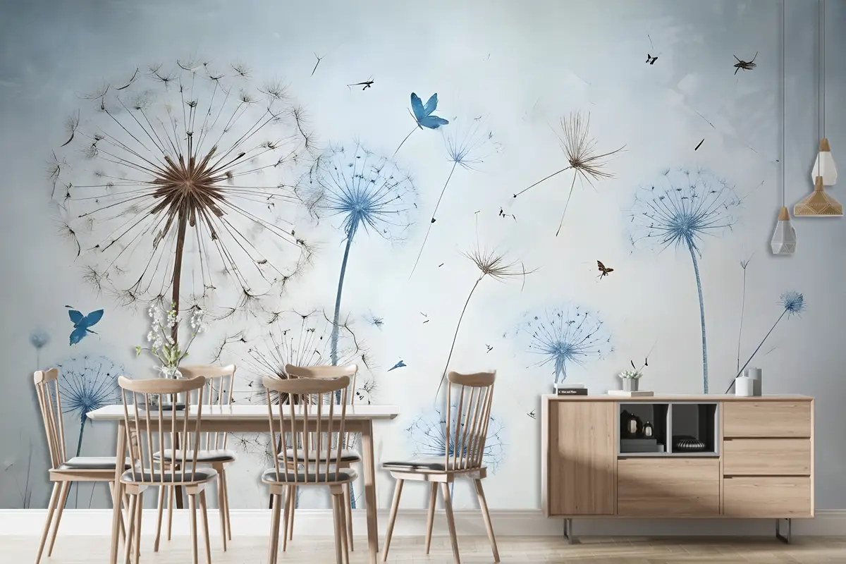 Vintage Karahindiba Çiçek Duvar Kağıdı 