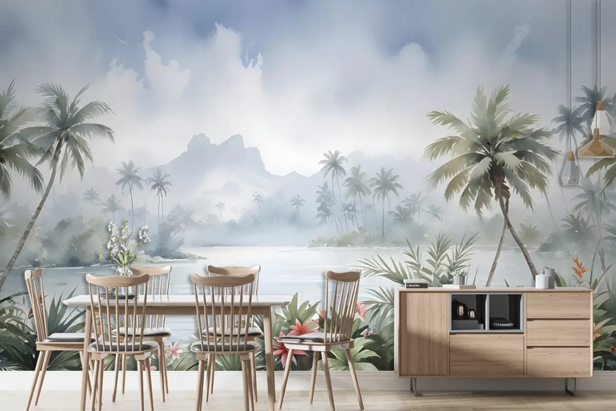 Göl Manzarası Duvar Kağıdı  İle Vintage Orman