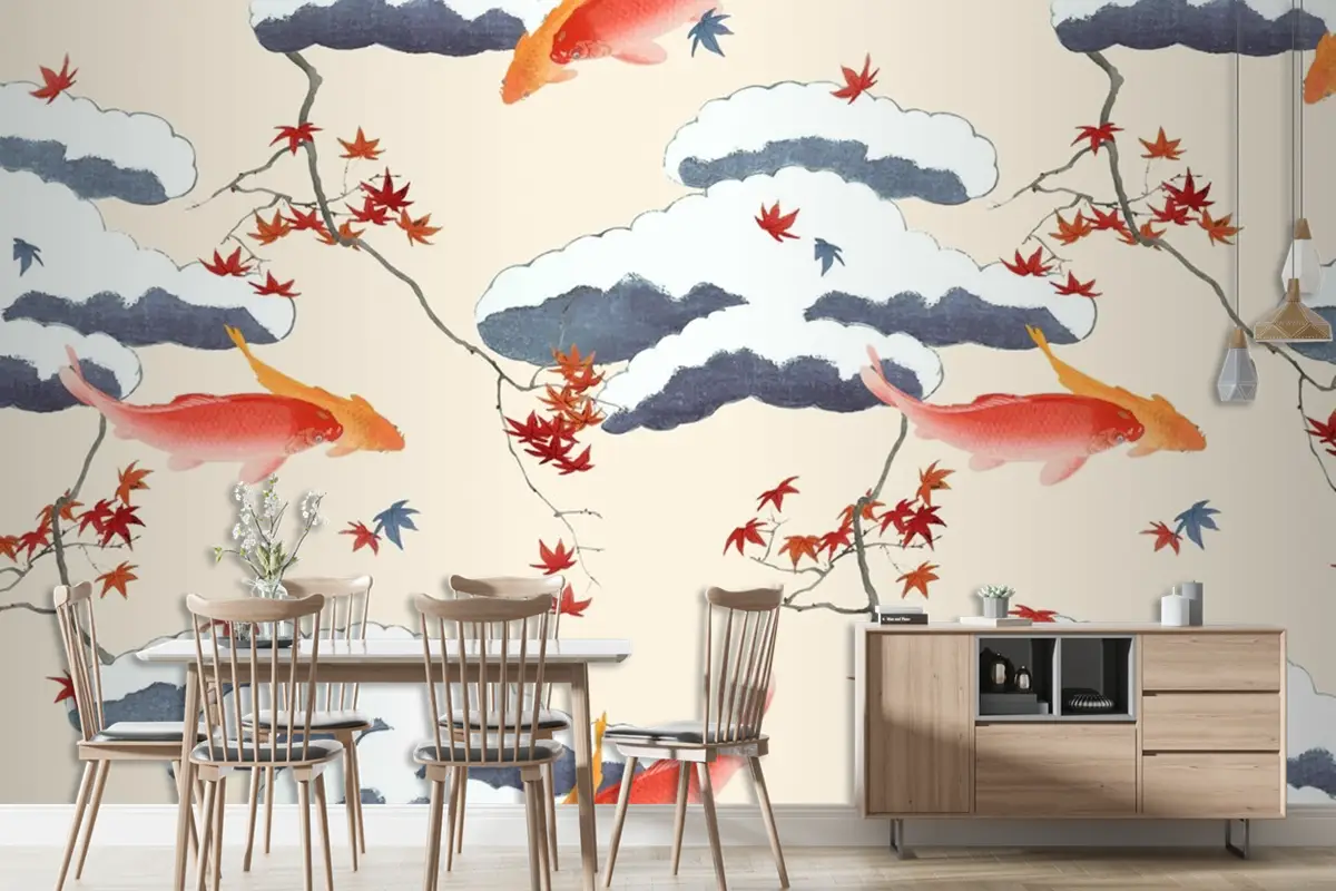 Vintage Japon Dikişsiz Desen Duvar Kağıdı