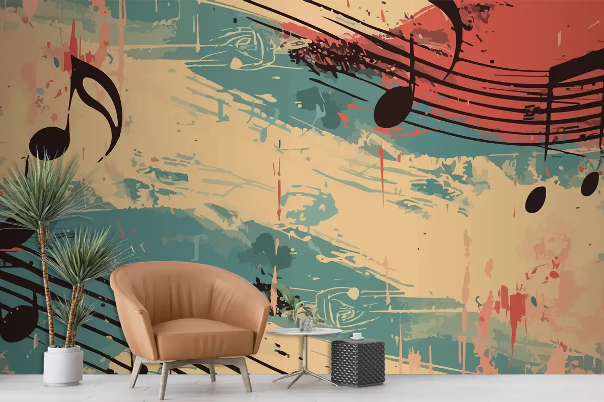 Vintage Müzik Notaları Duvar Kağıdı