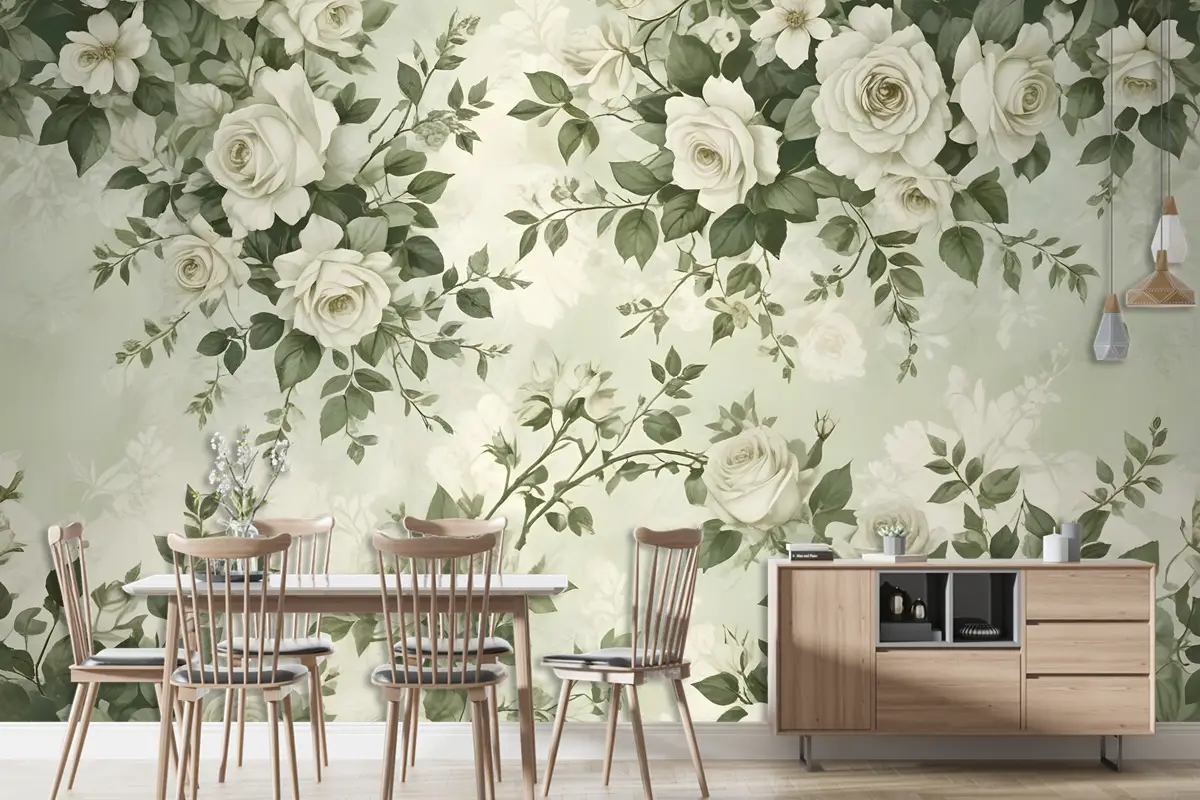 Vintage Gül Çiçek Duvar Kağıdı 
