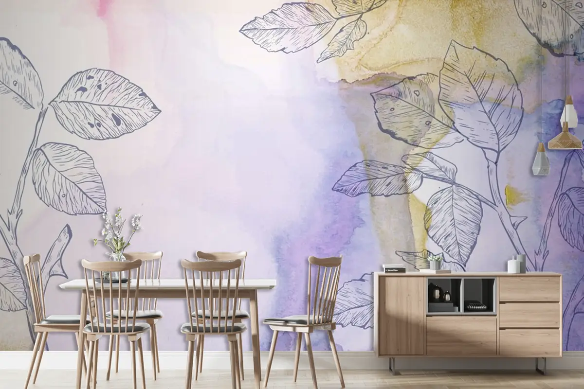 Elle Çizilmiş Öğelerle Suluboya Arka Plan Duvar Kağıdı