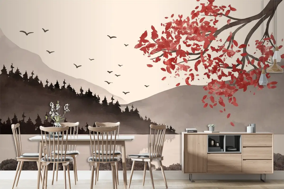 Suluboya Çin Tarzı Duvar Kağıdı 