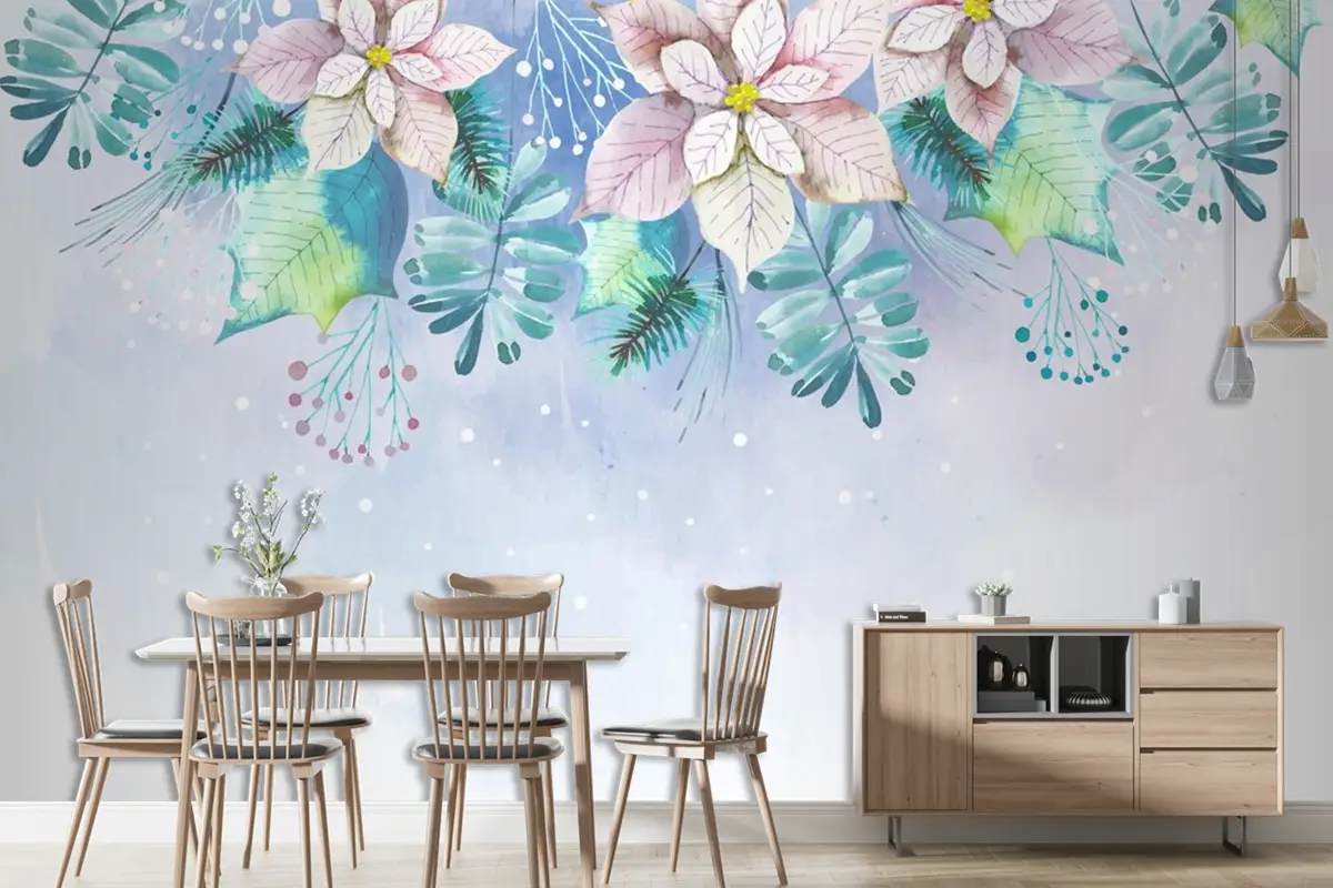 Suluboya Noel Arka Plan Teması Duvar Kağıdı 