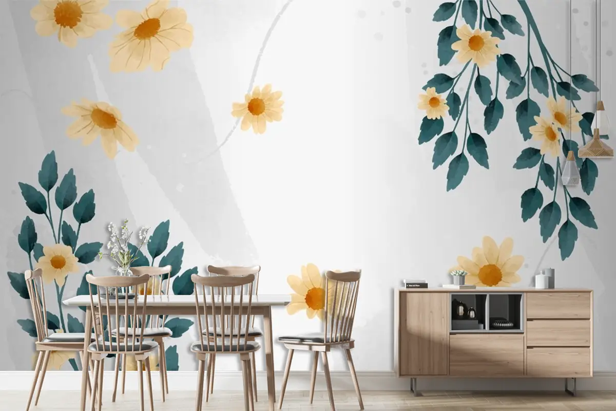 Suluboya Çiçek Arka Plan Tasarımı Duvar Kağıdı 