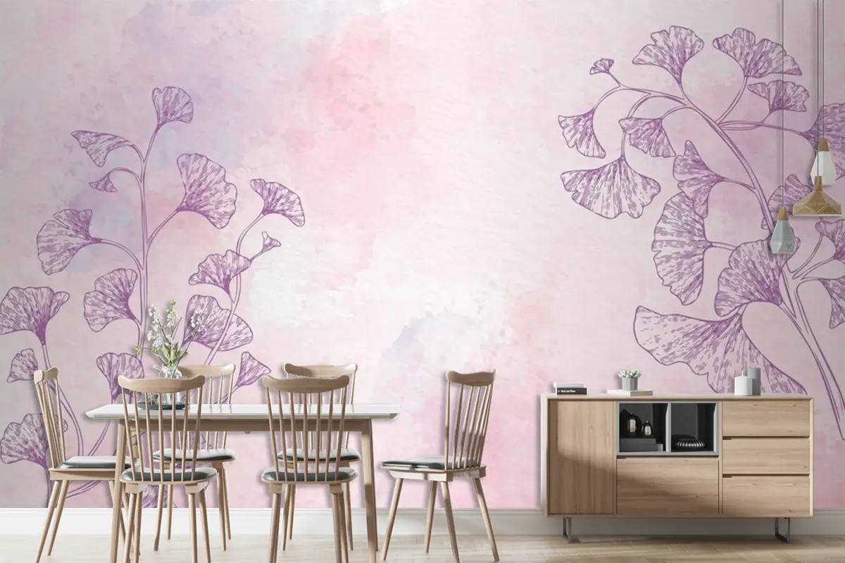 Tek Renkli Duvar Kağıdı Nde Suluboya Çiçek Arkaplan