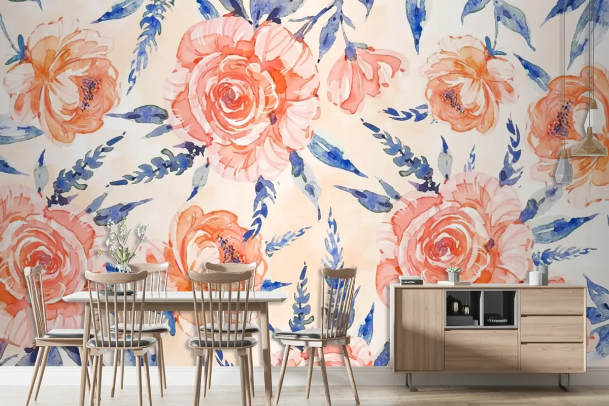 Yumuşak Renklerle Suluboya Çiçek Arka Plan Duvar Kağıdı