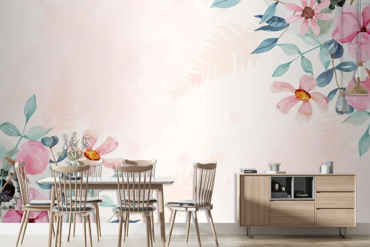 Suluboya Çiçek Arka Plan Duvar Kağıdı 