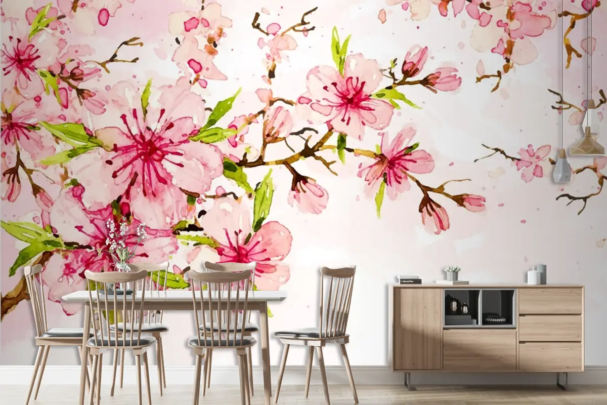 Suluboya Çiçek Arka Plan Duvar Kağıdı 