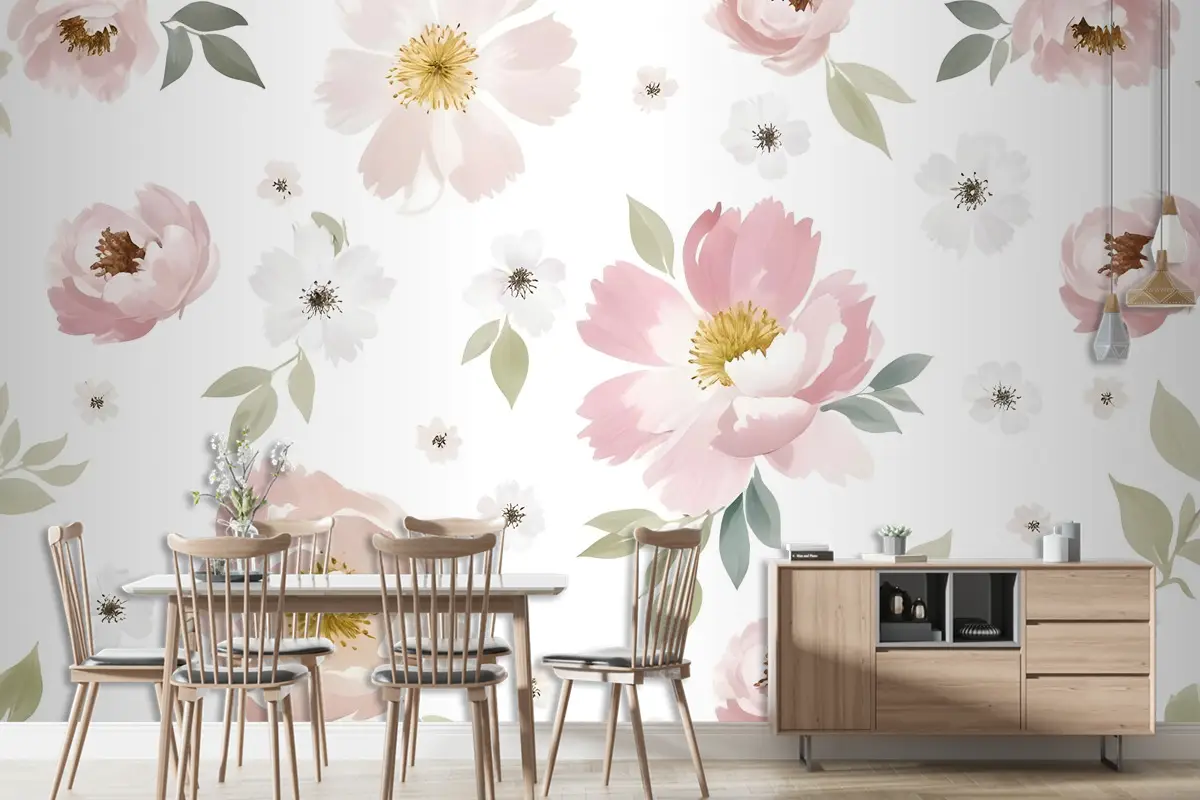 Suluboya Çiçek Duvar Kağıdı 