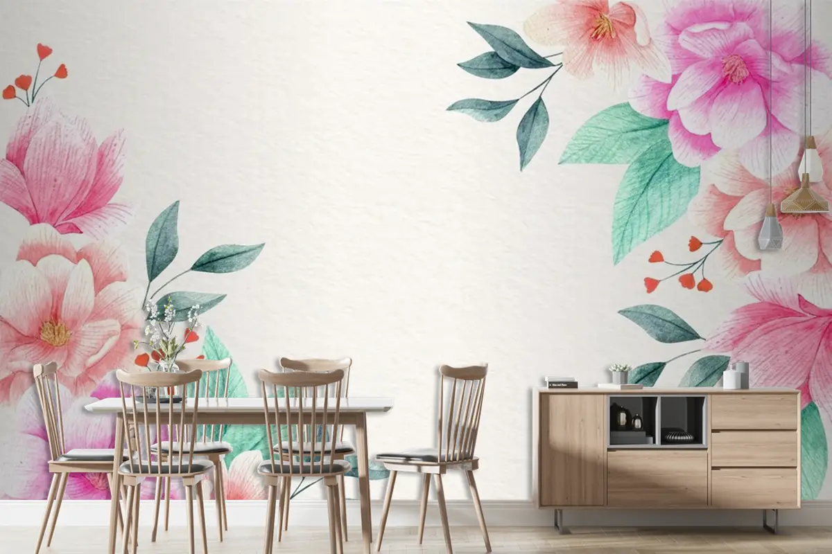 Suluboya Çiçek Duvar Kağıdı 