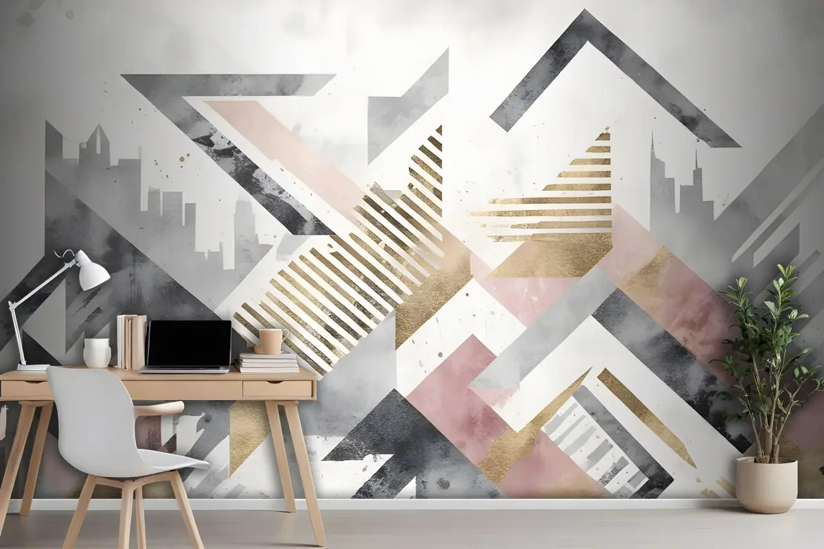 Suluboya Geometrik Şehir Duvar Kağıdı 