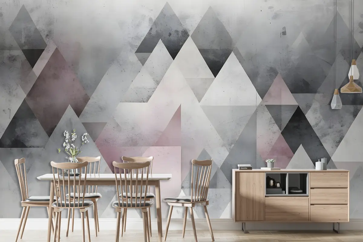 Suluboya Geometrik Üçgen Desen Duvar Kağıdı